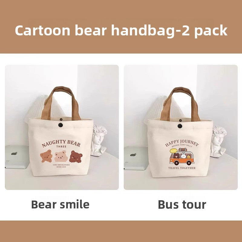 Bear Pattern Canvas Tote Bag