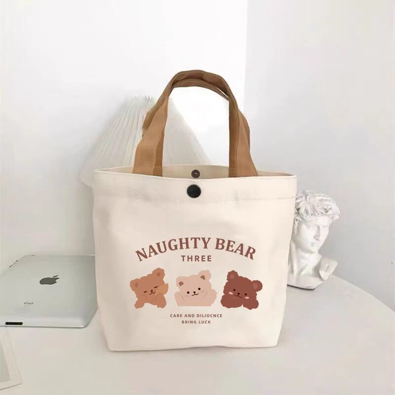 Bear Pattern Canvas Tote Bag