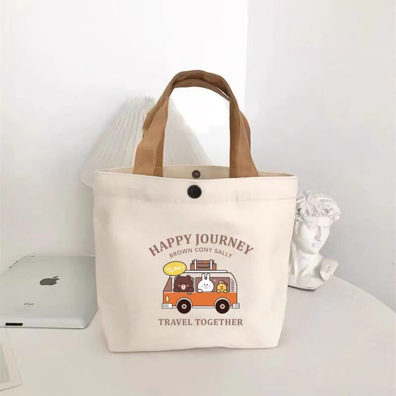 Bear Pattern Canvas Tote Bag