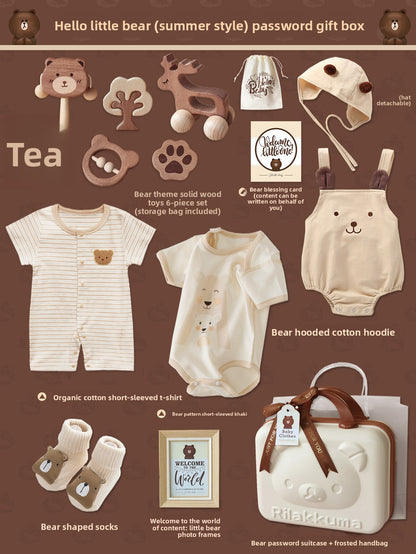 Bear set wooden toy suitcase
