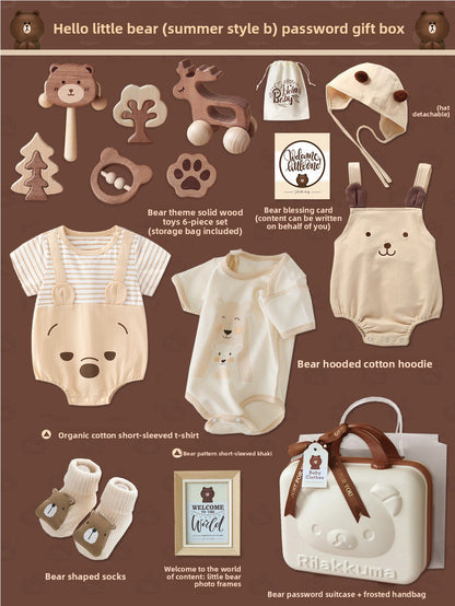 Bear set wooden toy suitcase