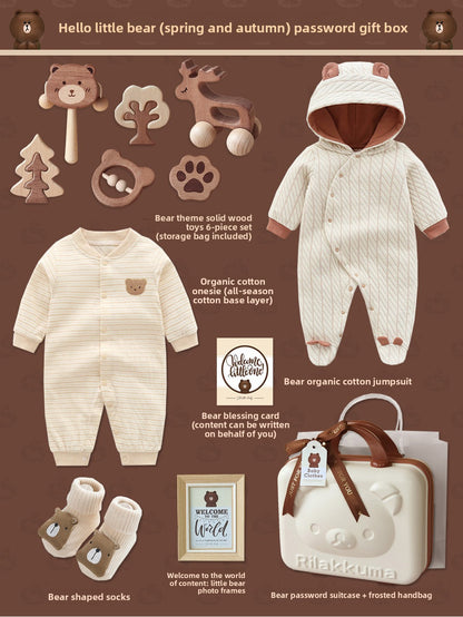 Bear set wooden toy suitcase