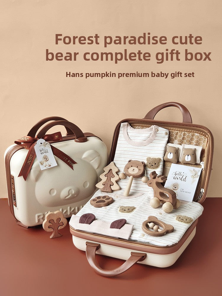 Bear set wooden toy suitcase