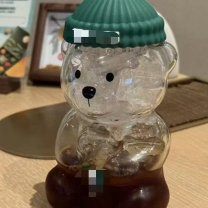 Bear Shaped Glass Straw Cup
