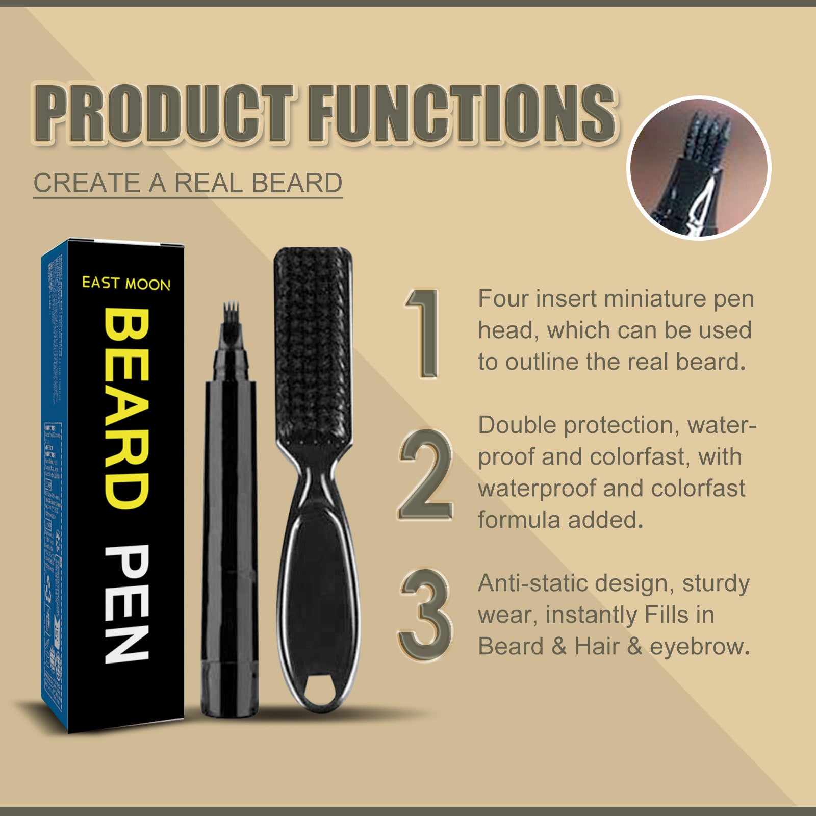 Beard Filling Pen with Brush for Men