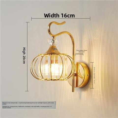 Bedroom bedside lamp eye-care crystal wall light