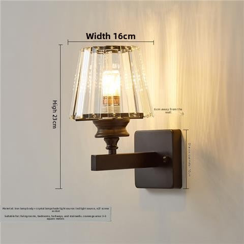 Bedroom bedside lamp eye-care crystal wall light