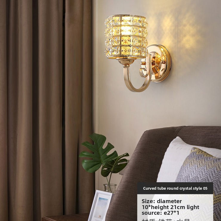 Bedroom bedside lamp eye-care crystal wall light