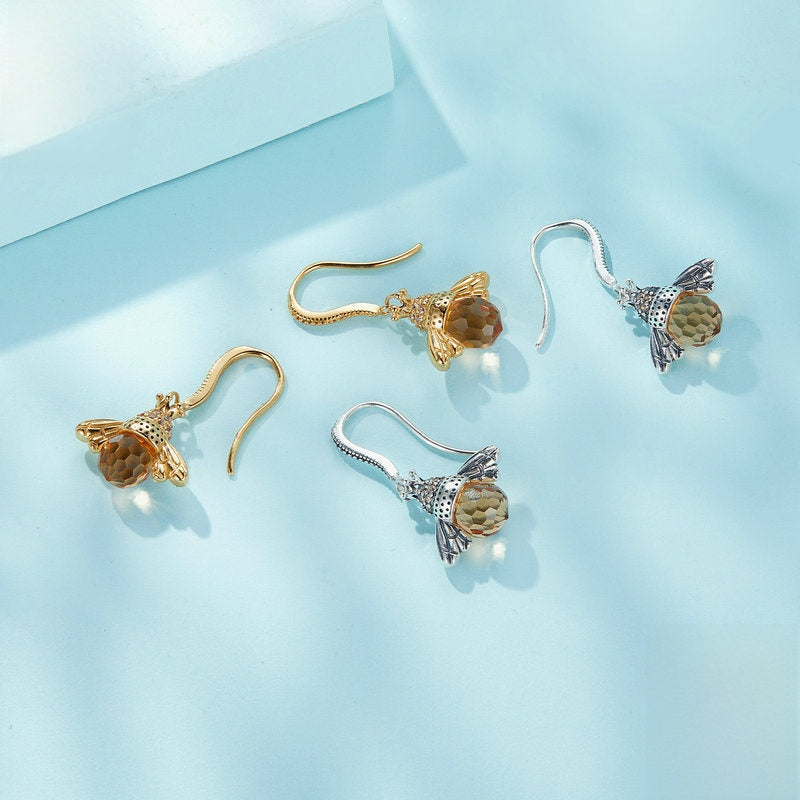 Bee Silver Earrings