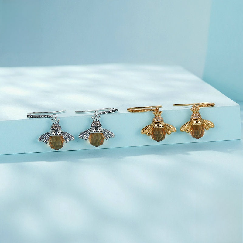 Bee Silver Earrings