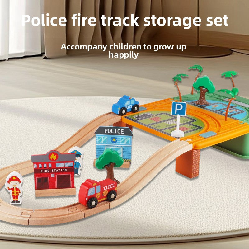 Beech Wood Police Fire Track Toy Set