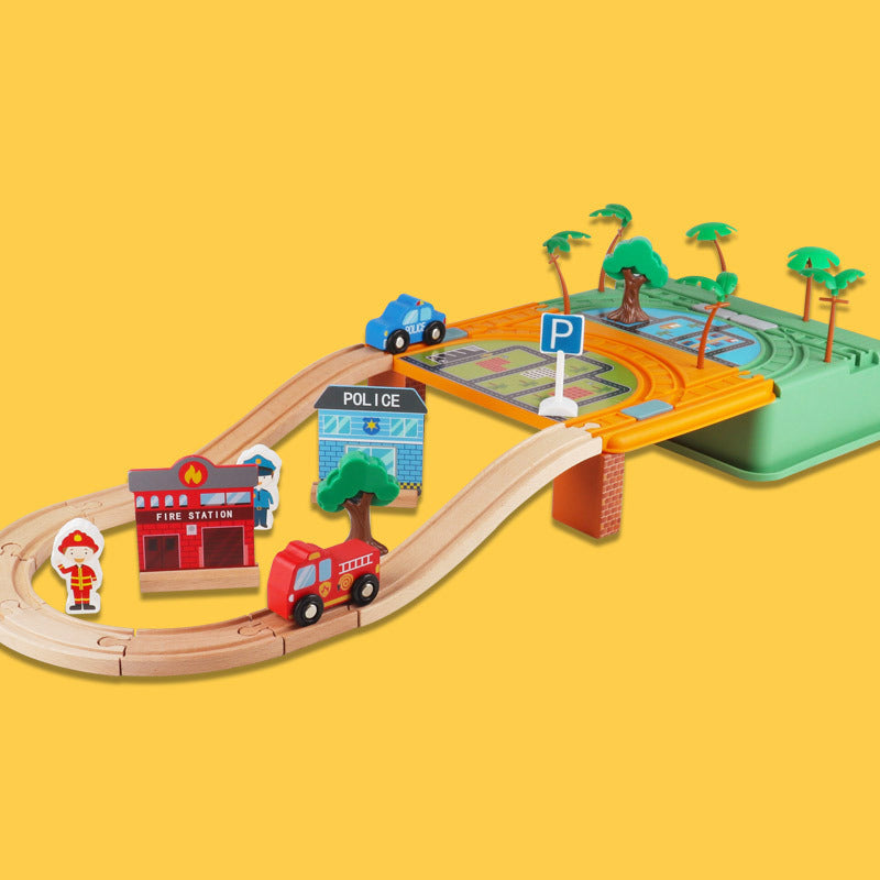 Beech Wood Police Fire Track Toy Set
