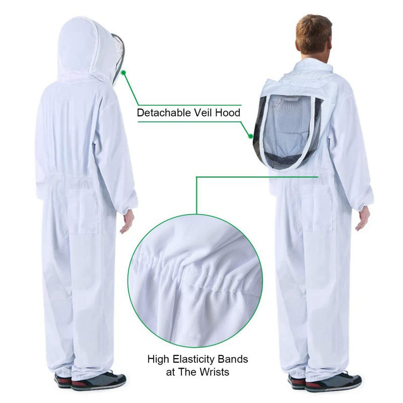 Beekeeping Suit Set with Detachable Hood and Gloves