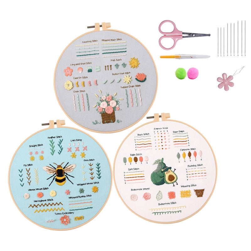 Beginner Embroidery Kit with Cartoon Design