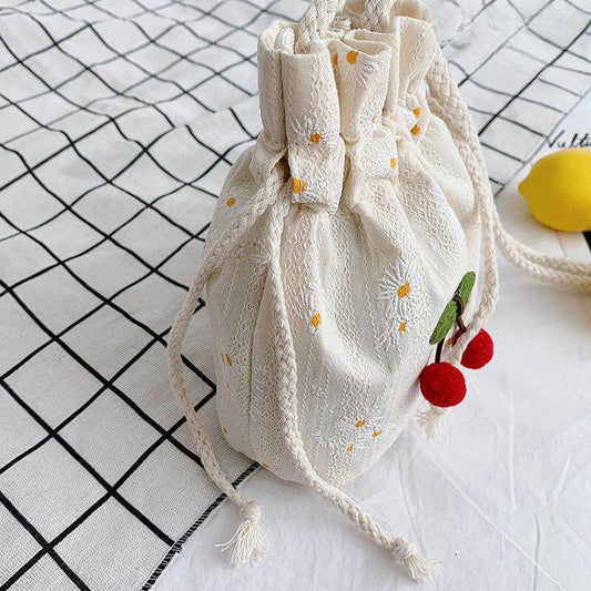 Beibao New Style Forest-Themed Small Canvas Crossbody Bag Chinese Style Fairy Hanfu Shoulder Bag Handbag Bucket Bag
