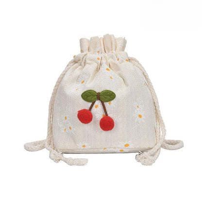 Beibao New Style Forest-Themed Small Canvas Crossbody Bag Chinese Style Fairy Hanfu Shoulder Bag Handbag Bucket Bag