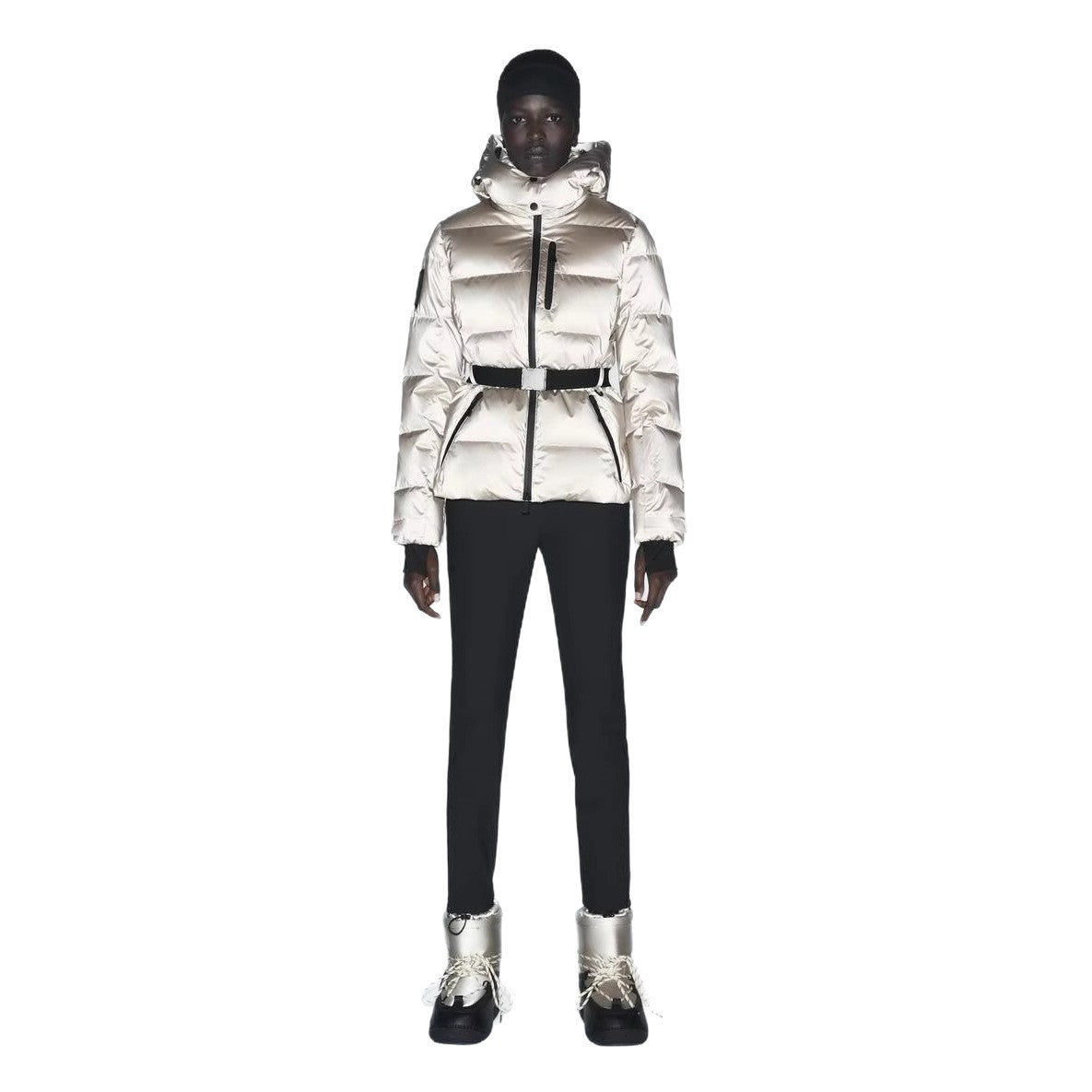 Belted down Cotton Hooded Jacket