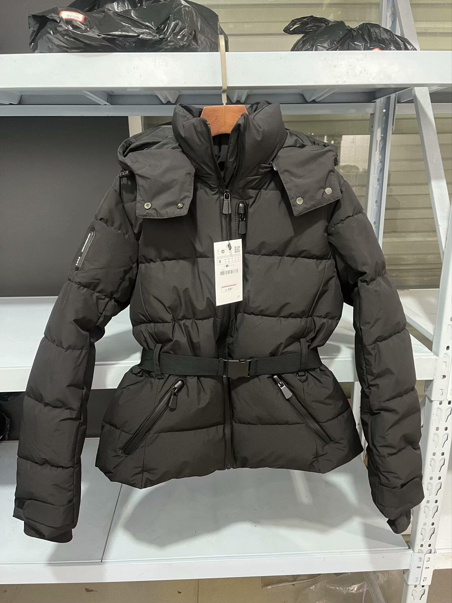 Belted down Cotton Hooded Jacket
