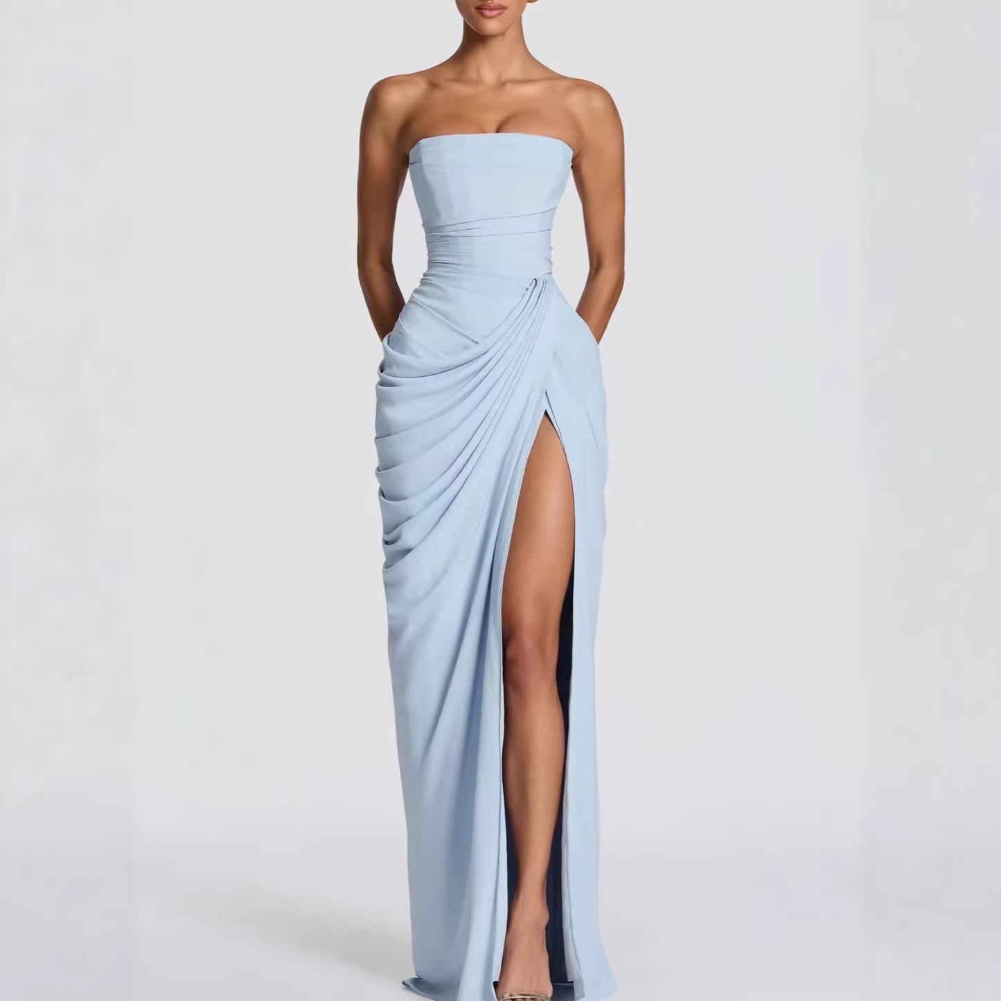 Belted evening gown