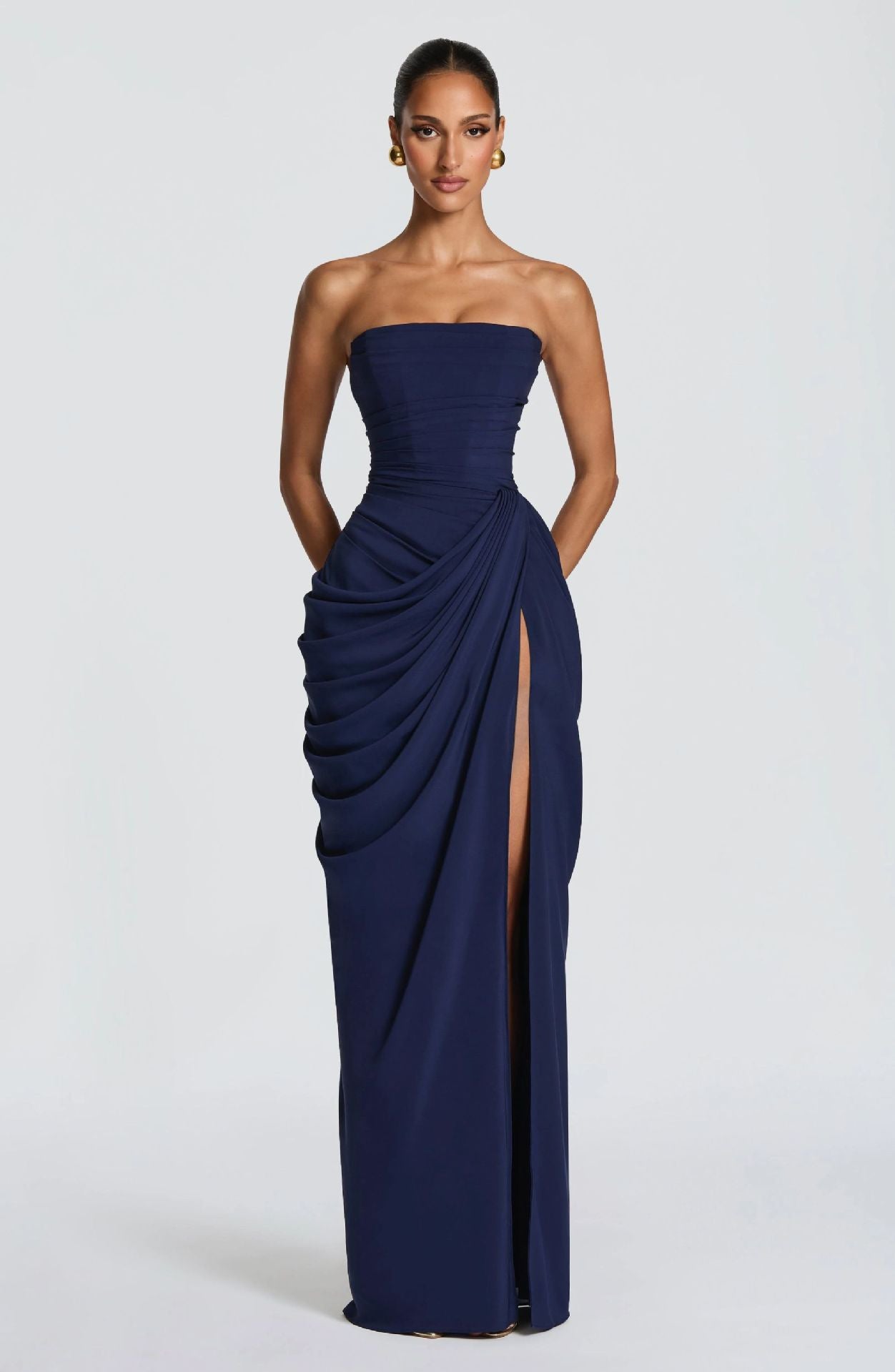 Belted evening gown