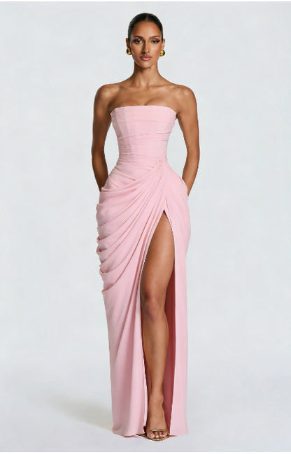 Belted evening gown