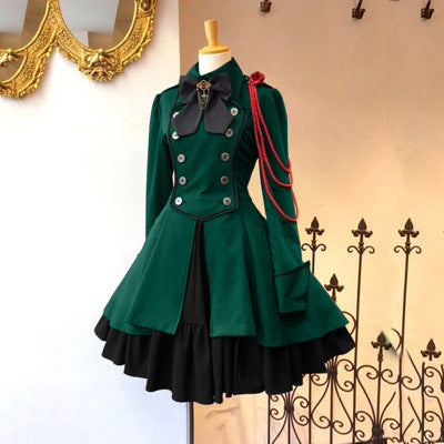 Belted long-sleeved ruffled dress