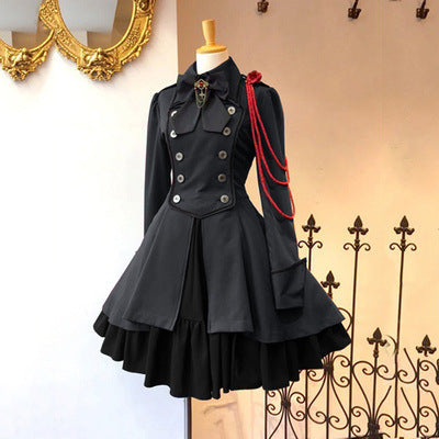Belted long-sleeved ruffled dress