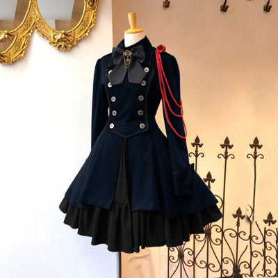 Belted long-sleeved ruffled dress