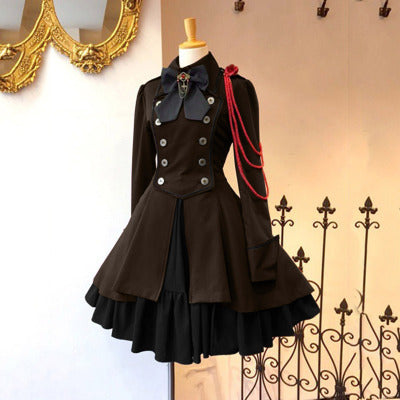 Belted long-sleeved ruffled dress