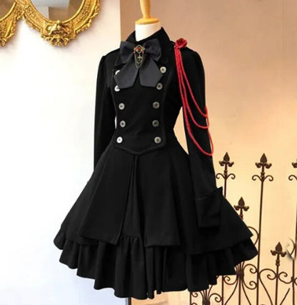 Belted long-sleeved ruffled dress