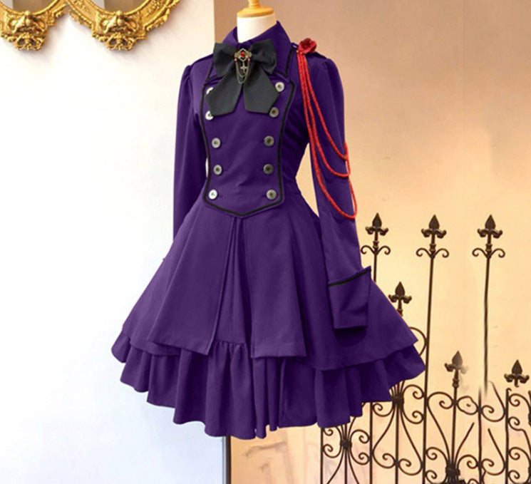 Belted long-sleeved ruffled dress