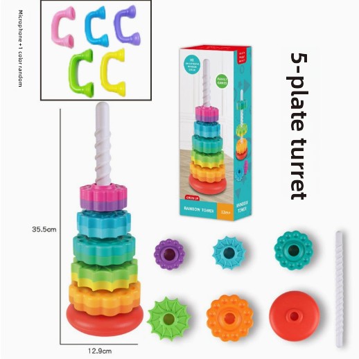 Benefit Infant Cognitive Rainbow Rotating Tower Toy