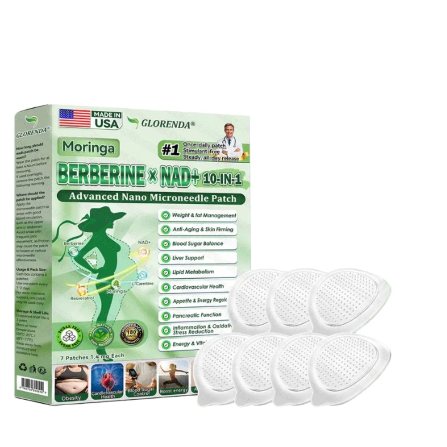 Berberine NAD+ Moringa Microneedle Weight Loss Patches
