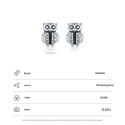 S925 Sterling Silver Owl Stud Earrings – Creative Cute Design