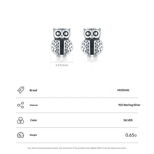 S925 Sterling Silver Owl Stud Earrings – Creative Cute Design