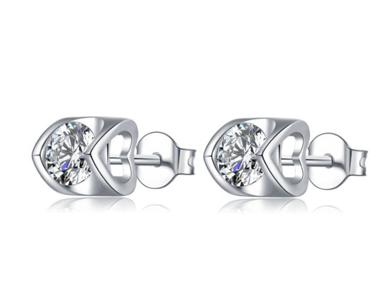 S925 Sterling Silver Moissanite Stud Necklace – Two-Piece Set