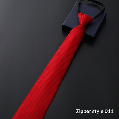 Mens Business Formal Zipper Tie With Blue Stripes for Office