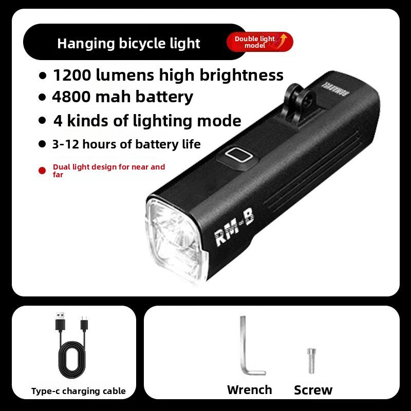 Bicycle Headlight with Dual Beam and Remote Control