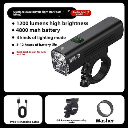 Bicycle Headlight with Dual Beam and Remote Control