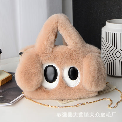 Big-eyed puppy plush bag for women