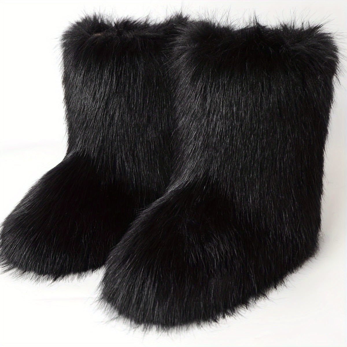 Big-size mid-calf faux fur boots