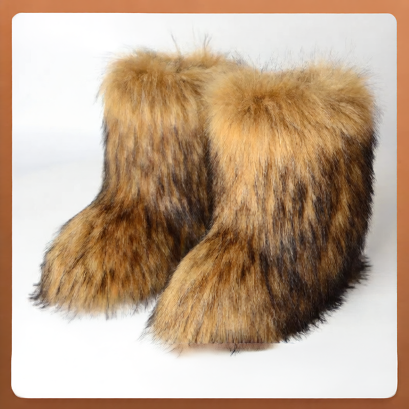 Big-size mid-calf faux fur boots