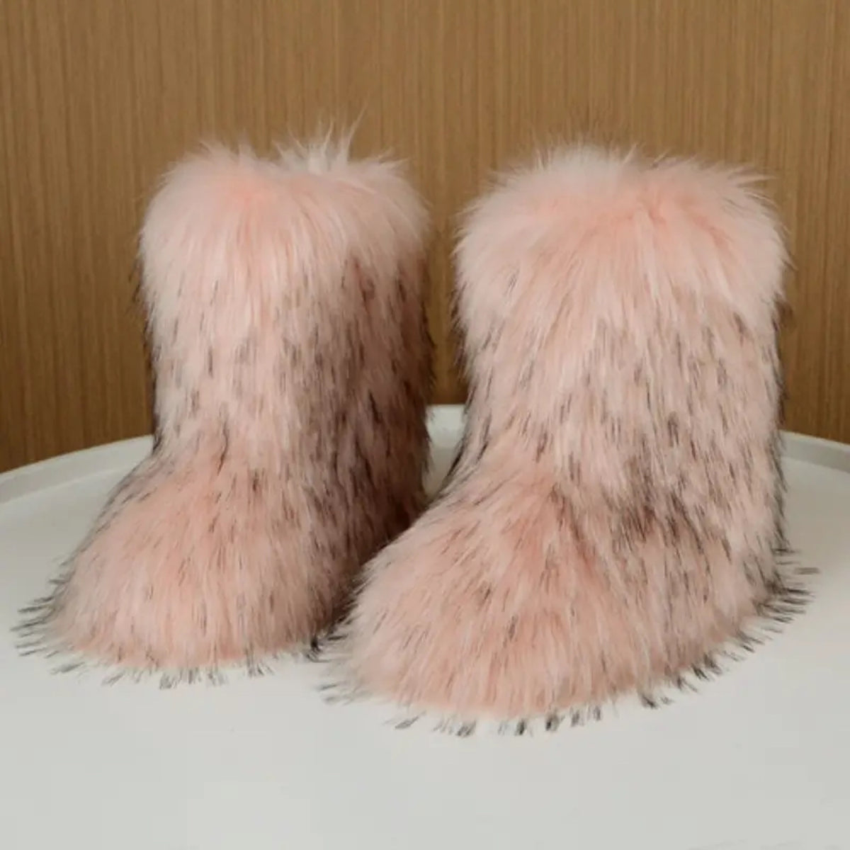 Big-size mid-calf faux fur boots
