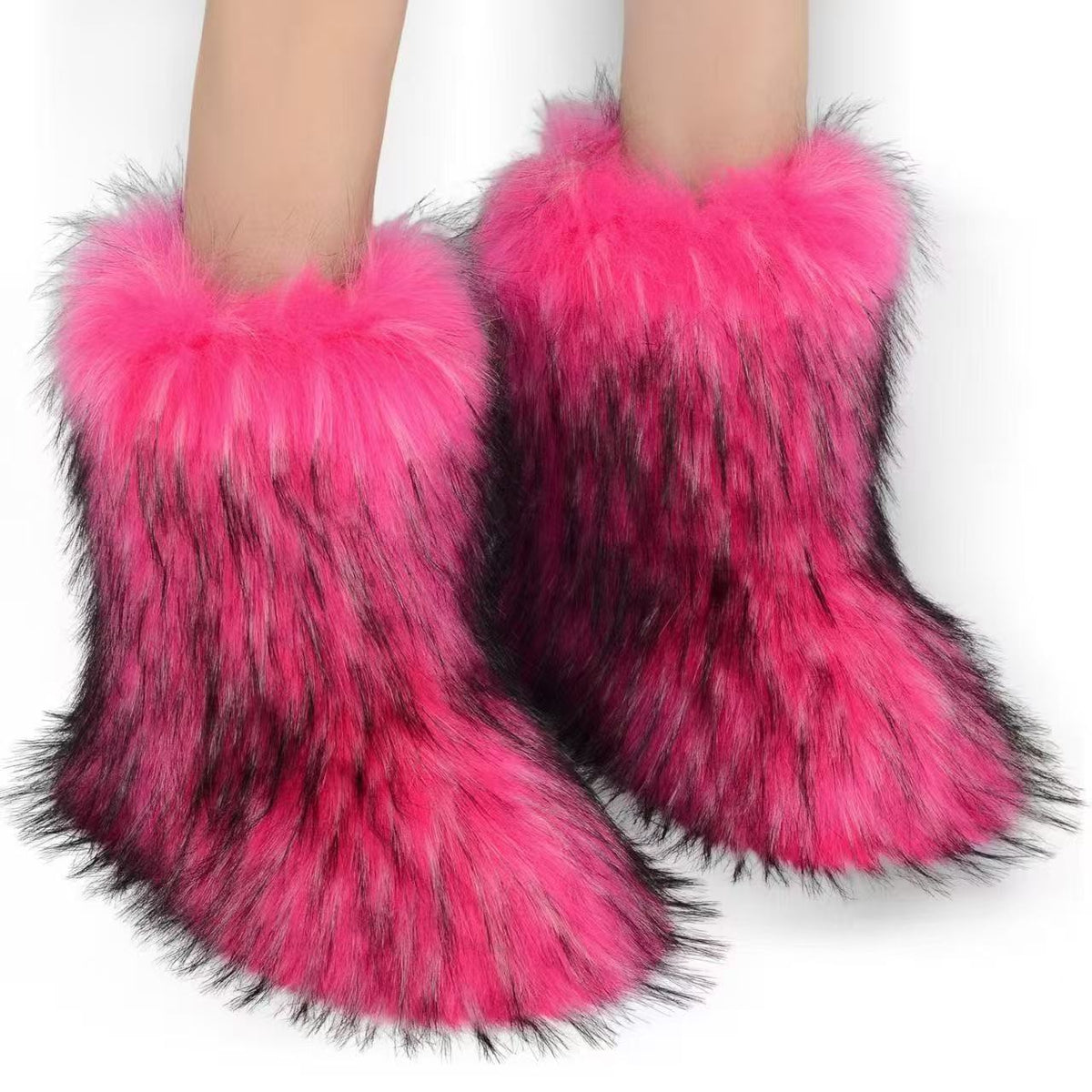 Big-size mid-calf faux fur boots