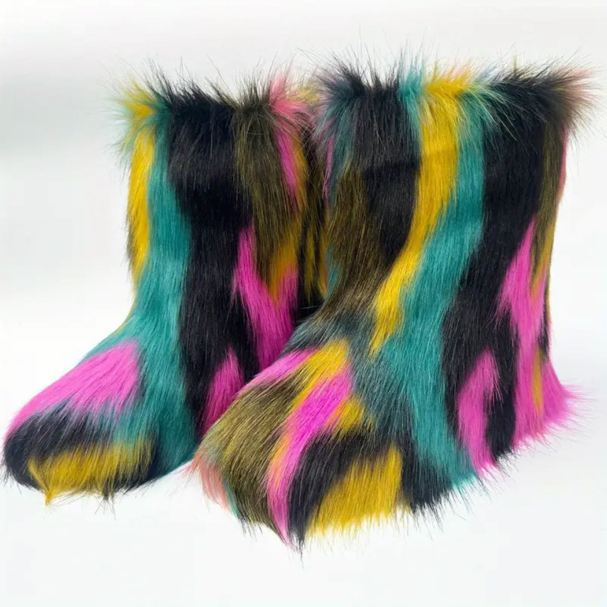 Big-size mid-calf faux fur boots