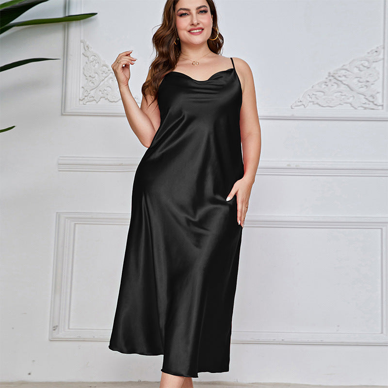 Big-size women's silk camisole pajamas