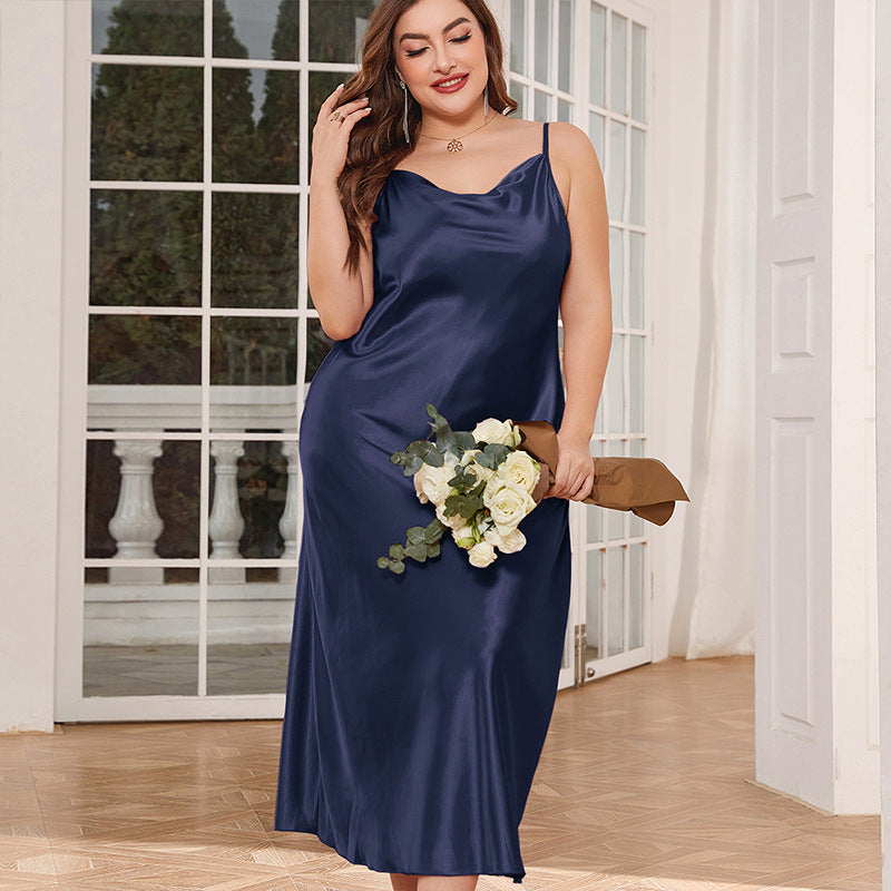 Big-size women's silk camisole pajamas
