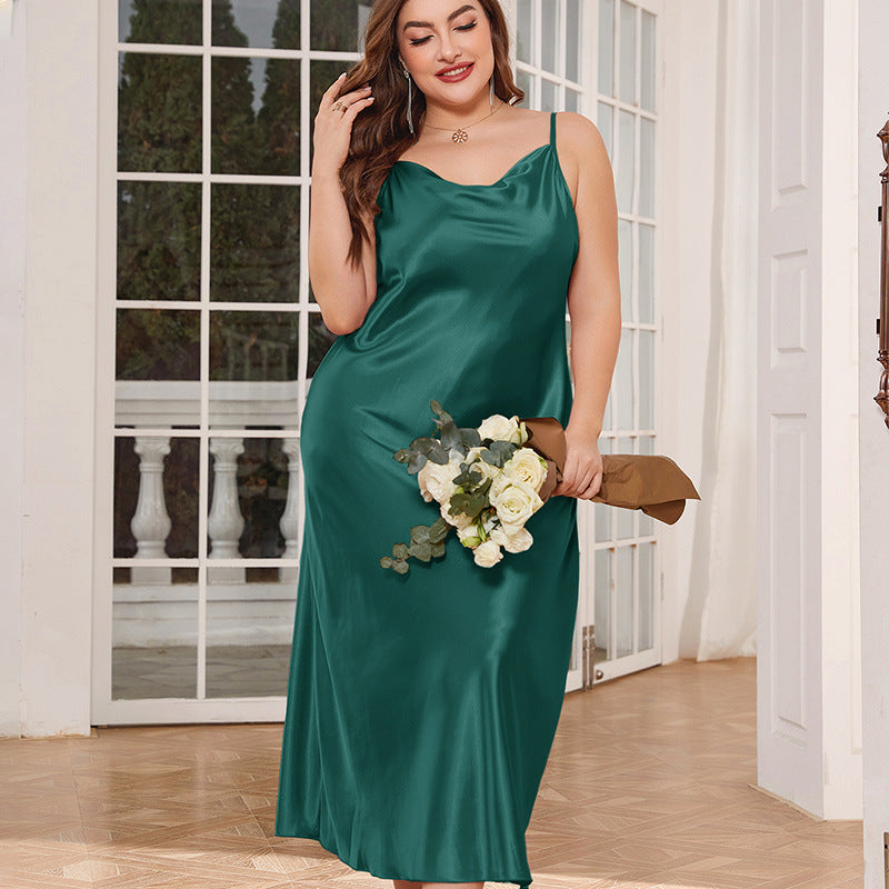 Big-size women's silk camisole pajamas