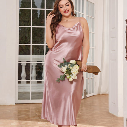 Big-size women's silk camisole pajamas