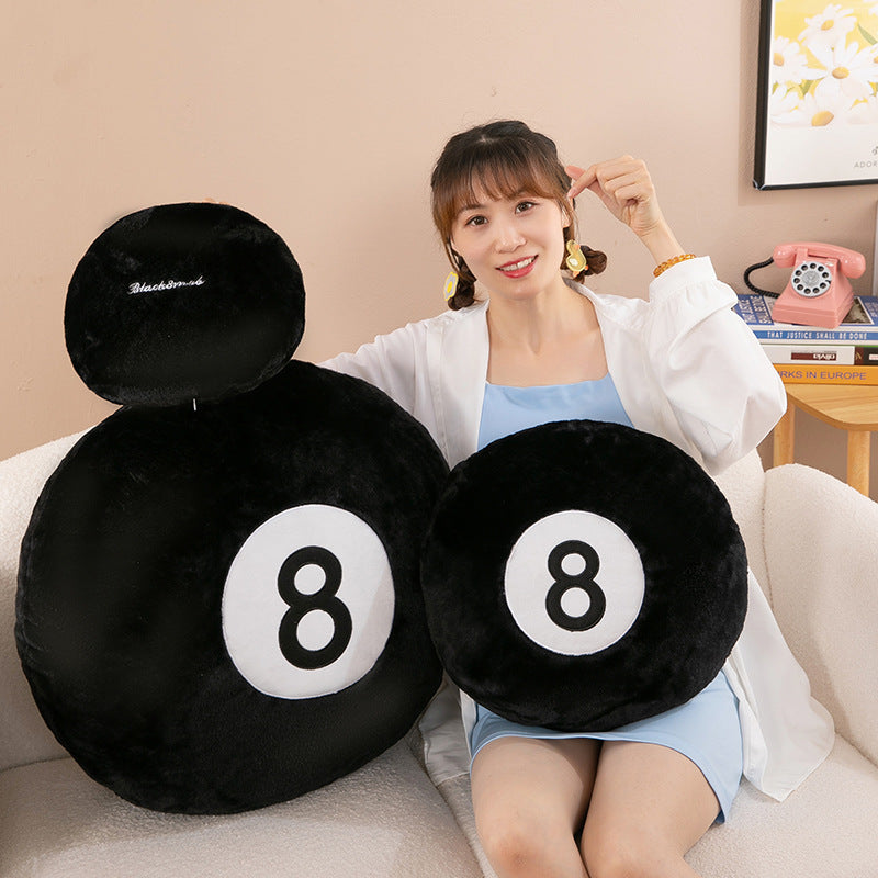 Billiards Black Eight Plush Pillow Toy